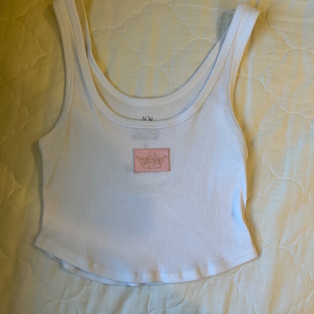 Boys Lie white tank with pink patch detail size small